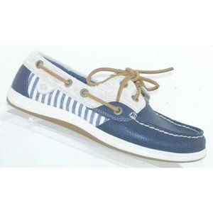Sperry Top Sider Songfish blue leather lace up striped boat shoes 6M